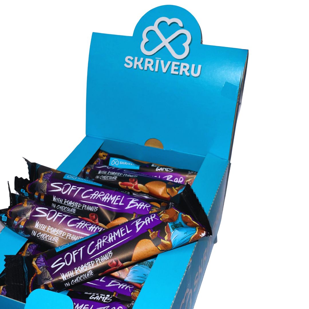 Ghetto x Skrīveru Saldumi soft caramel bar with nuts in milk chocolate