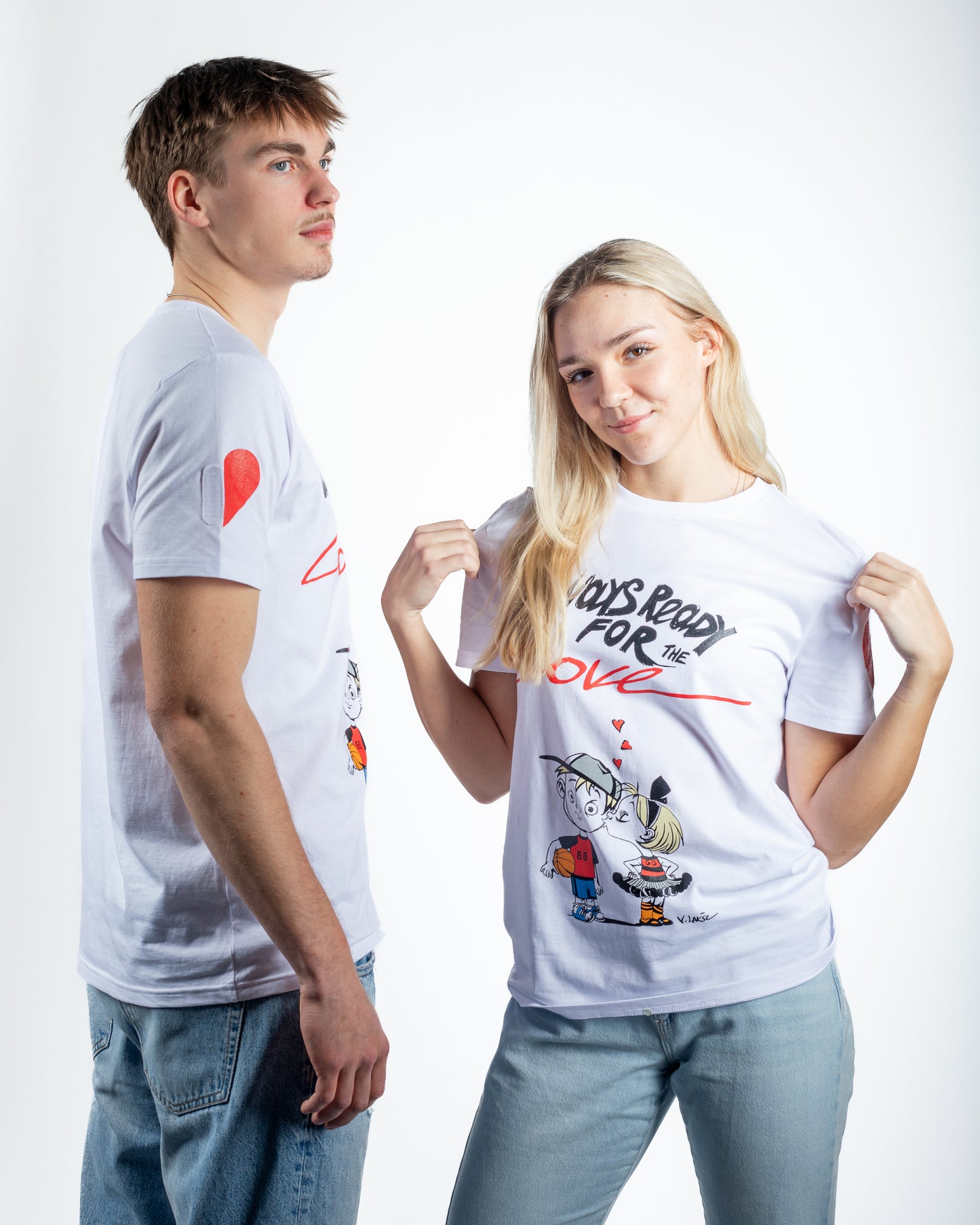 White Matching T-Shirts for Couples "Always ready for LOVE" by Lakshe