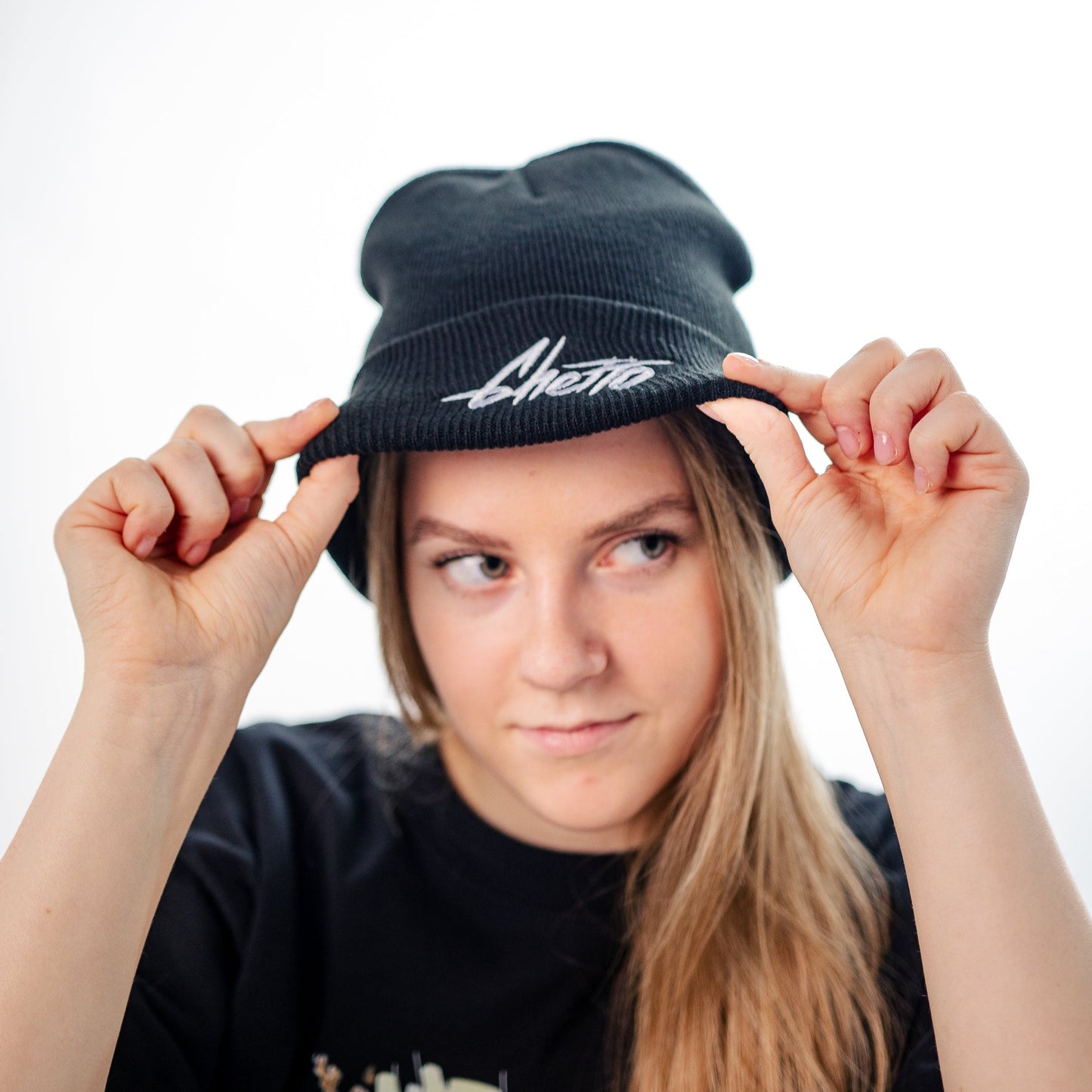 Black Cuffed Ghetto Beanie