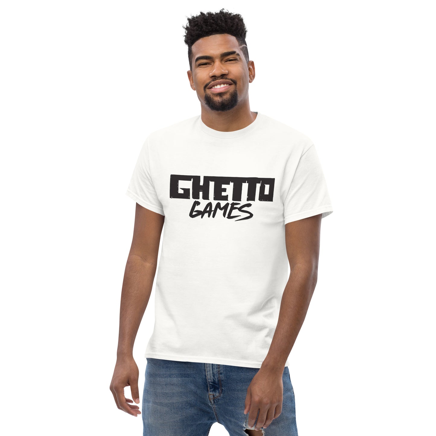 White T-shirt with Ghetto Games logo