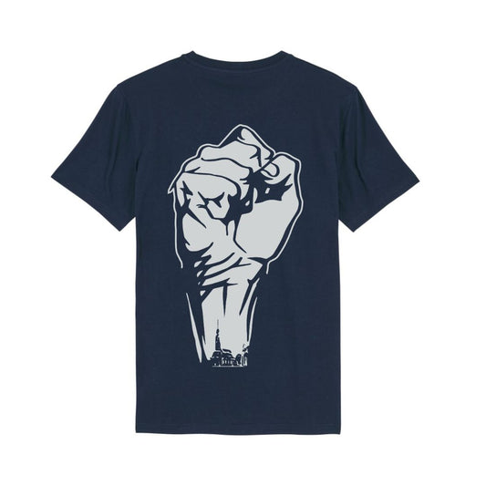 Blue Ghetto Games and Glittery Power Fist tee