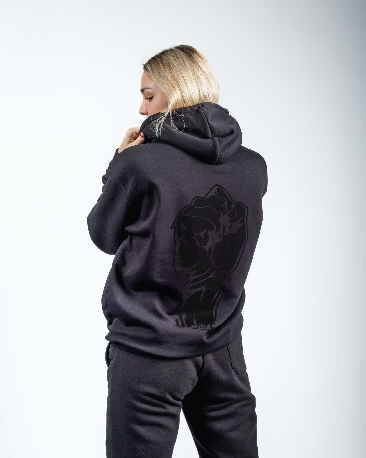 BLACK on BLACK Power Ghetto Games Hoodie