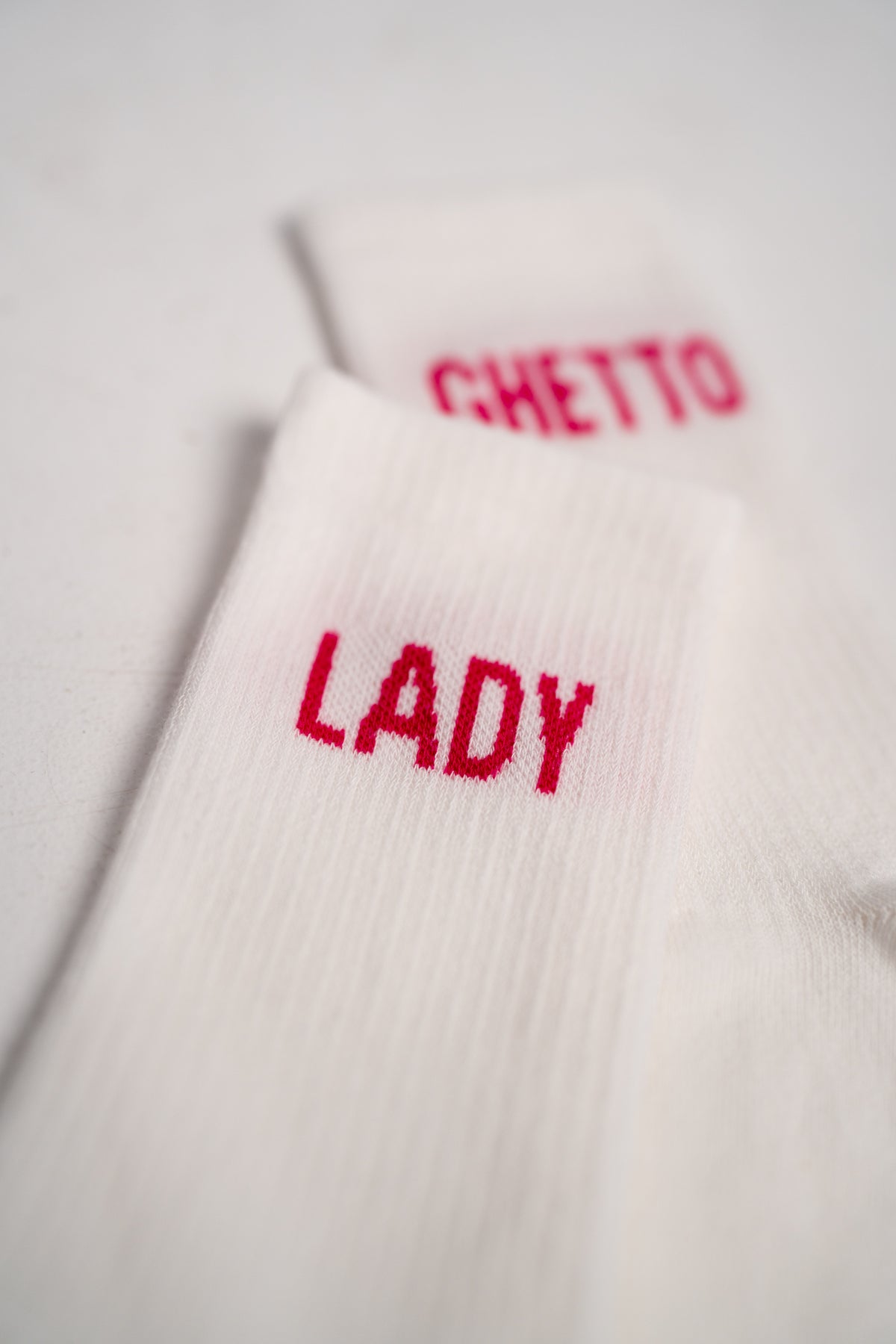 WHITE/PINK Ghetto Lady Socks