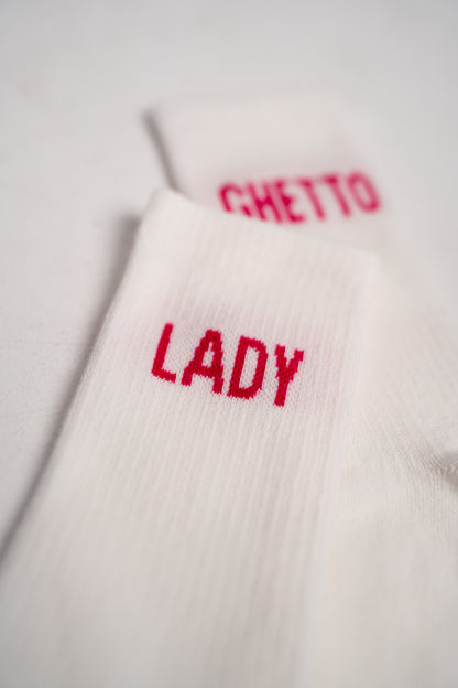 WHITE/PINK Ghetto Lady Socks