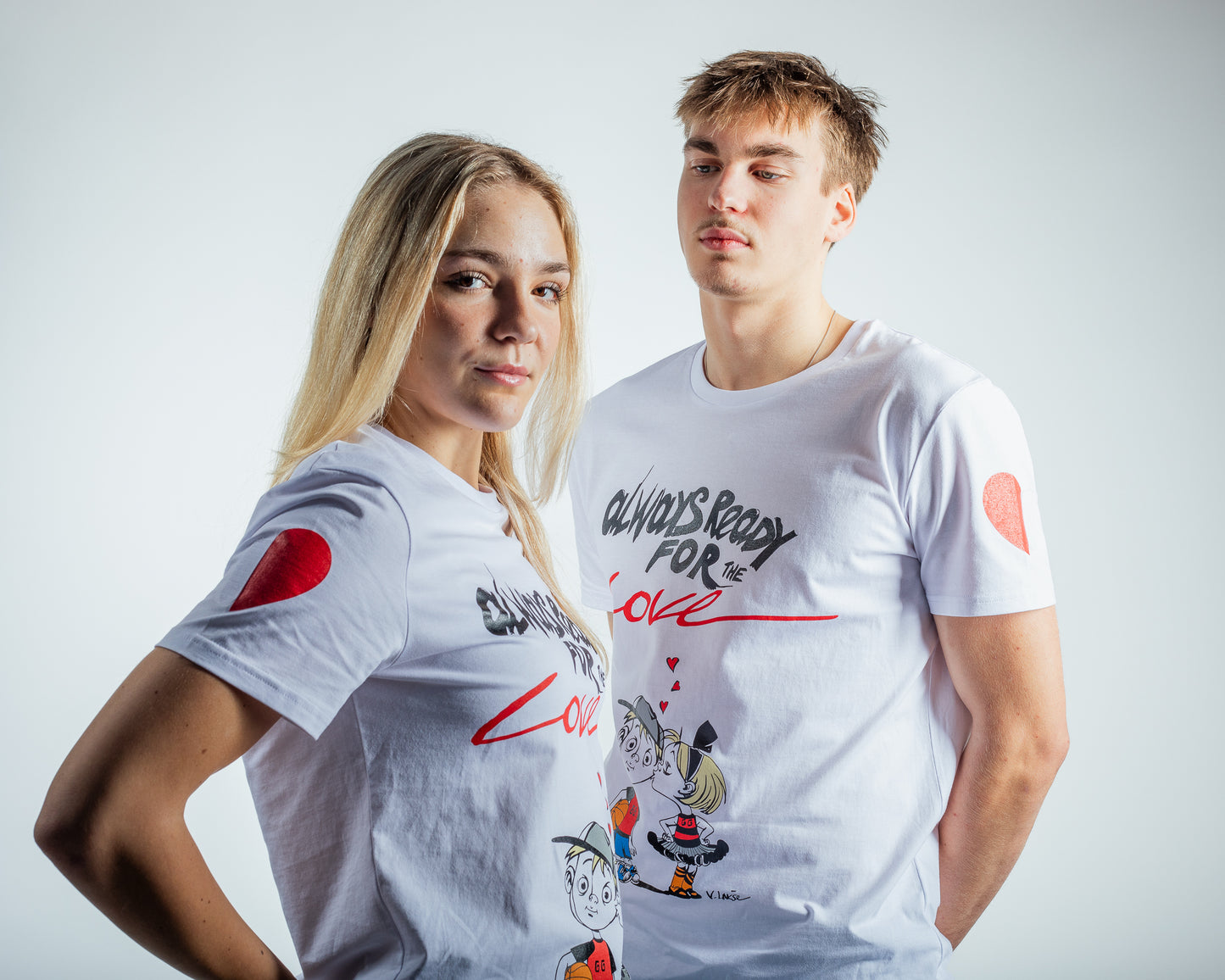 White Matching T-Shirts for Couples with Lakshe Design