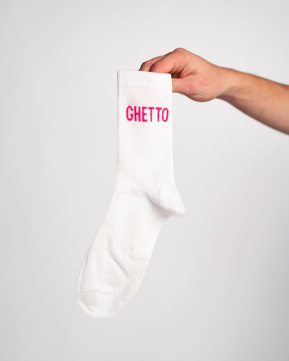 WHITE/PINK Ghetto Lady Socks
