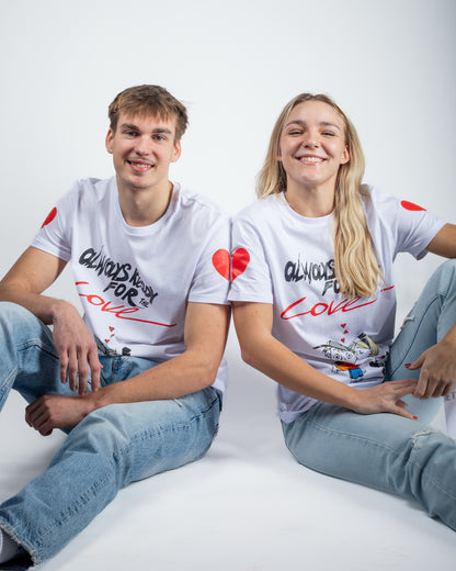 White Matching T-Shirts for Couples with Lakshe Design