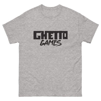 Grey T-shirt with Ghetto Games logo