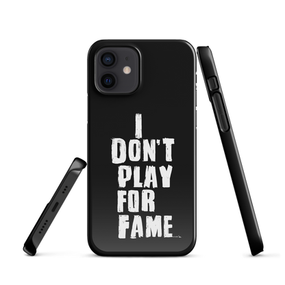 "I DON'T PLAY FOR FAME" by Lakshe. Black snap case for iPhone®