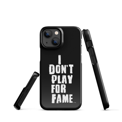 "I DON'T PLAY FOR FAME" by Lakshe. Black snap case for iPhone®