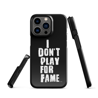 "I DON'T PLAY FOR FAME" by Lakshe. Black snap case for iPhone®