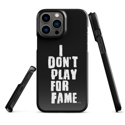 "I DON'T PLAY FOR FAME" by Lakshe. Black snap case for iPhone®