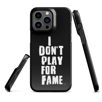 "I DON'T PLAY FOR FAME" by Lakshe. Black snap case for iPhone®