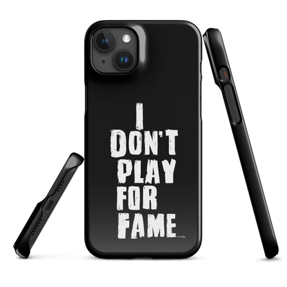 "I DON'T PLAY FOR FAME" by Lakshe. Black snap case for iPhone®