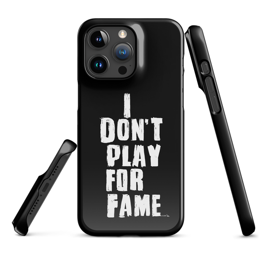 "I DON'T PLAY FOR FAME" by Lakshe. Black snap case for iPhone®