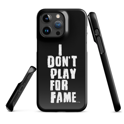 "I DON'T PLAY FOR FAME" by Lakshe. Black snap case for iPhone®