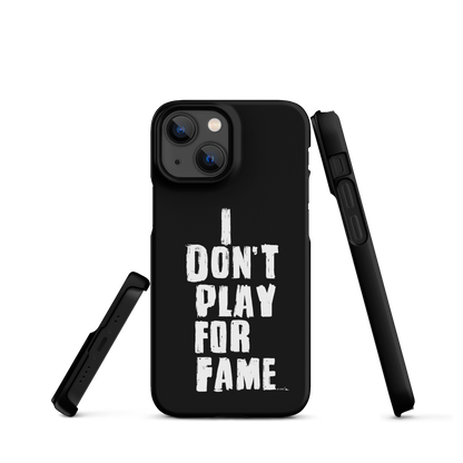 "I DON'T PLAY FOR FAME" by Lakshe. Black snap case for iPhone®