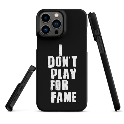 "I DON'T PLAY FOR FAME" by Lakshe. Black snap case for iPhone®