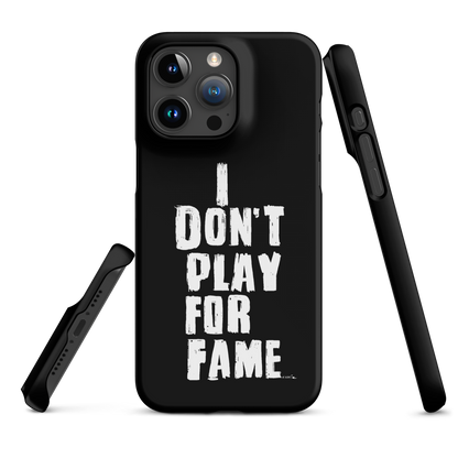 "I DON'T PLAY FOR FAME" by Lakshe. Black snap case for iPhone®