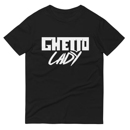 Black T-shirt with Ghetto Lady logo